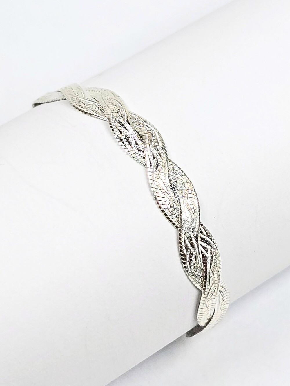 Twisted Rope Bracelet 925 Sterling Silver Diamond-Cut 6.5mm Lobster Clasp 20cm